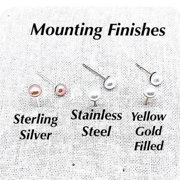 Tiny 4mm White or Pink Cultured Pearl Studs set in Your Choice of Metals, NWT - Picture 2 of 6